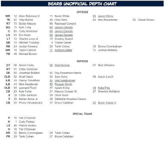 The Bears Depth Chart