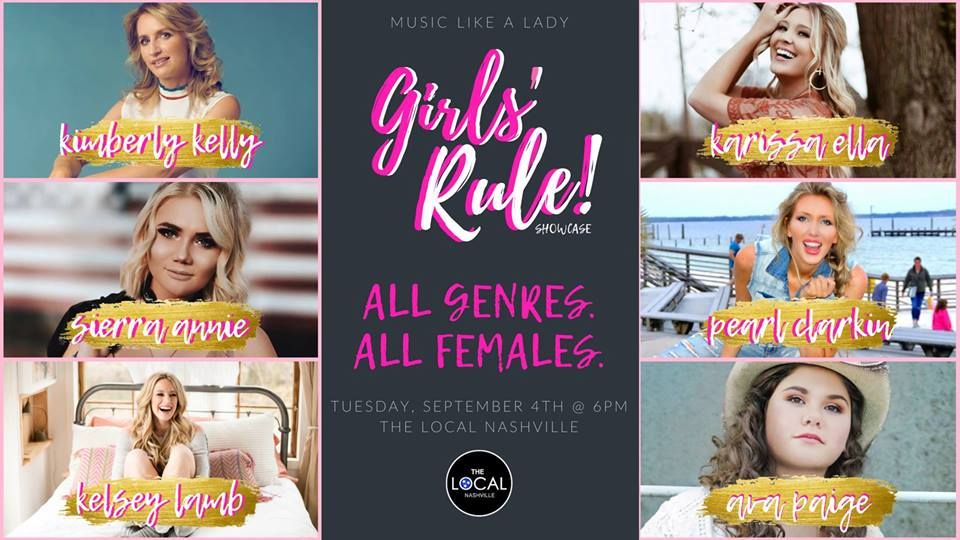TONIGHT // <a href="/musiclikealady/">Music Like A Lady</a> presents "Girls Rule!" featuring @PearlClarkin, <a href="/kelsey_lamb/">Kelsey Lamb</a>, <a href="/karissaella_/">Karissa Ella Music ✶</a>, <a href="/AvaPaigeMusic/">AvaPaigeMusic</a>, @sierraannieband, and <a href="/KimberlyKelly/">Kimberly Kelly</a> at #TheLocal Nashville at 6pm!! #MLAL