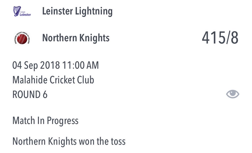 cricketireland's tweet photo. A big day for the @NCU_Knights as they post a big total on Day One of the @HanleyEnergy Inter-Provincial Championship match against @LCU_Lightning. Full scorecard: https://t.co/prs7l5Ys0h #HanleyIP https://t.co/9TrOULz5eb