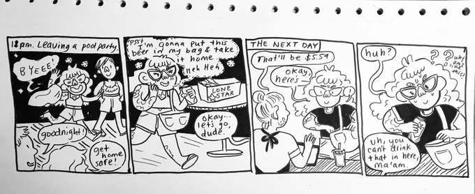 Whenever I get a little drunk I have this weird habit of wanting to do really sneaky small stuff like "stealing" a beer from a party or hiding things. I think it's leftover from my ol' teen party days when I did way sneakier, way more exciting stuff haha. ? 