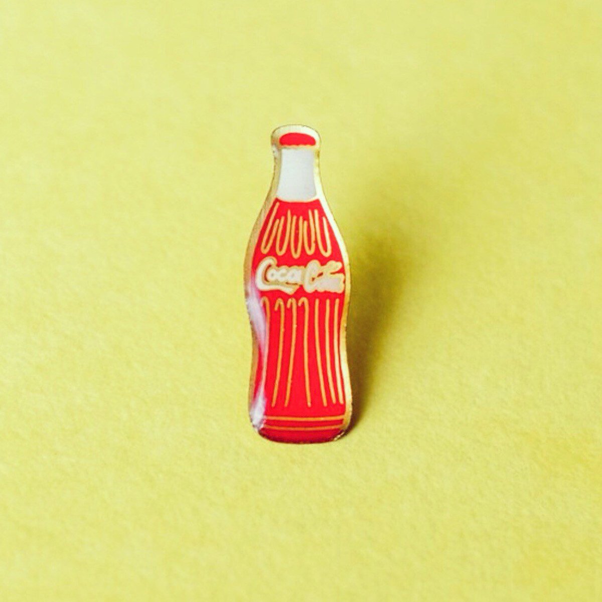 FOR SALE - Coca Cola Pin Badge, Vintage 1980s enamel lapel pin of the iconic red and gold Coke Bottle Design etsy.me/2Q21xVz #accessories #pin #red #gold #cokelapelpin #kitschgift #giftunder5 #tietack #cocacolapins