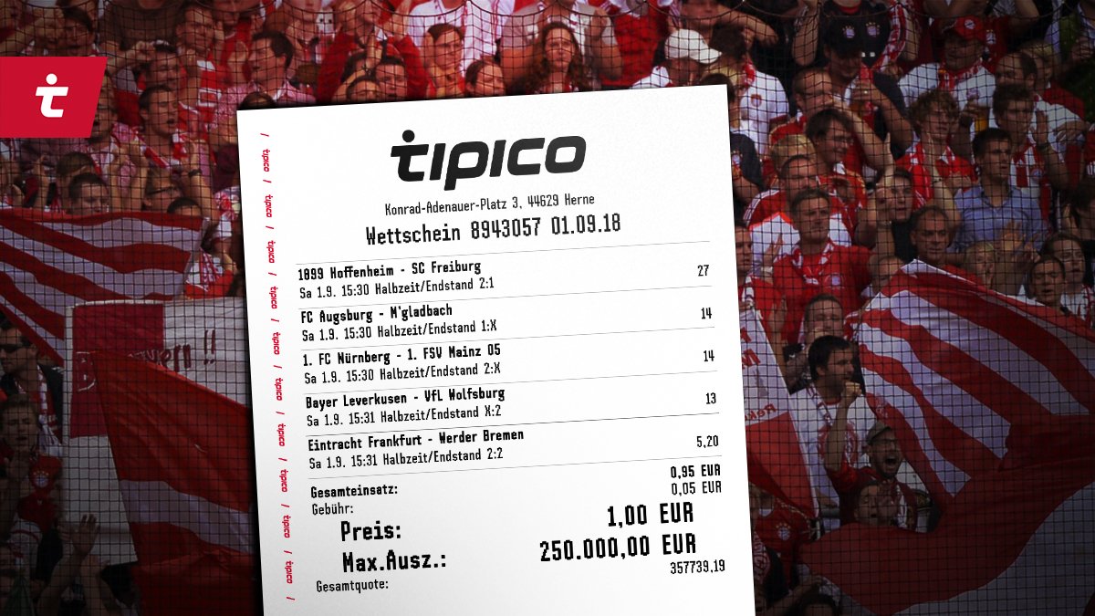 Tipico on Twitter: "💥💥💥 Mit 1 Euro zu 250.000€ - so geschehen am