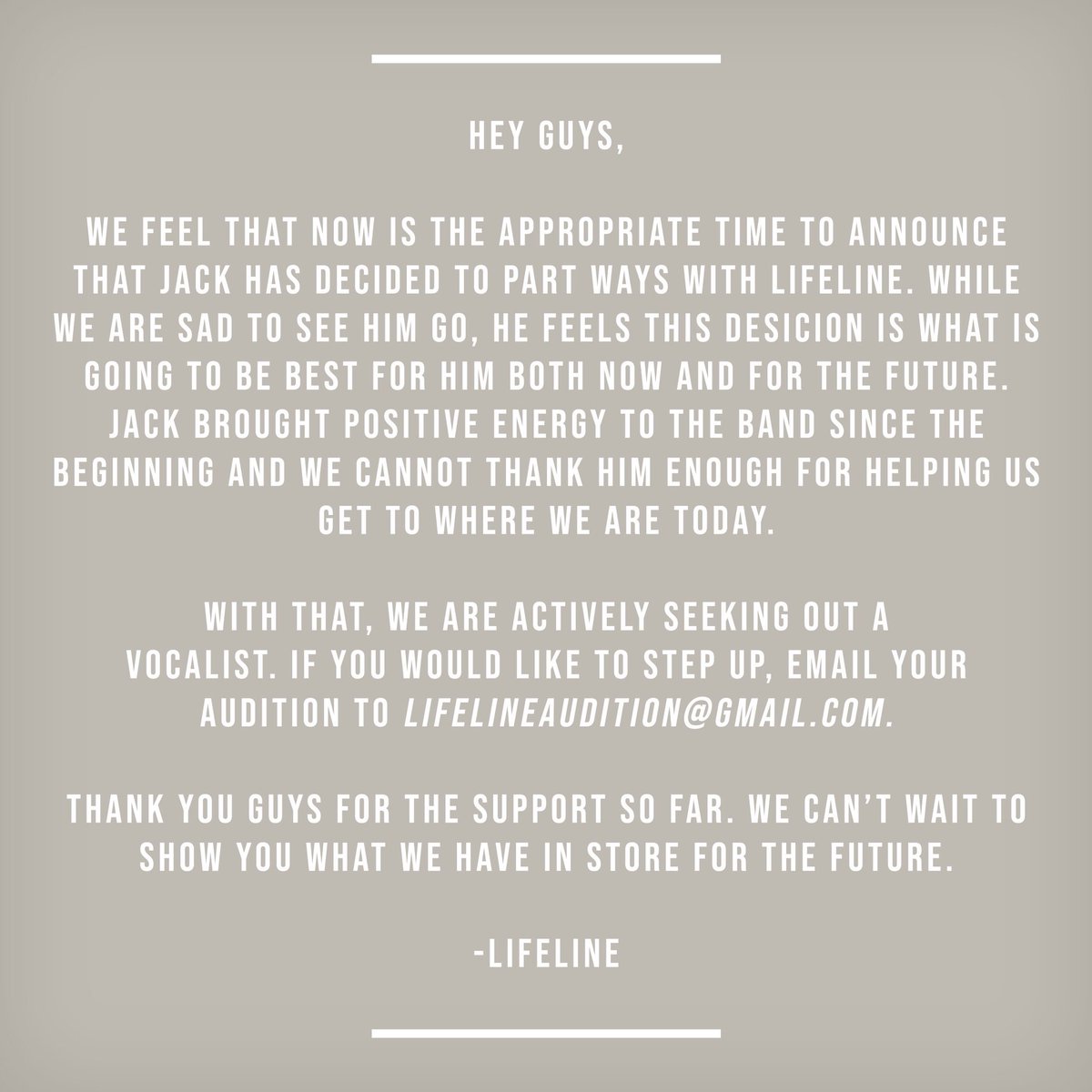 Hey guys,

Visit palechord.com/news/lifeline-… to download the audition file.

Email your submission to lifelineaudition@gmail.com.

Thank you.