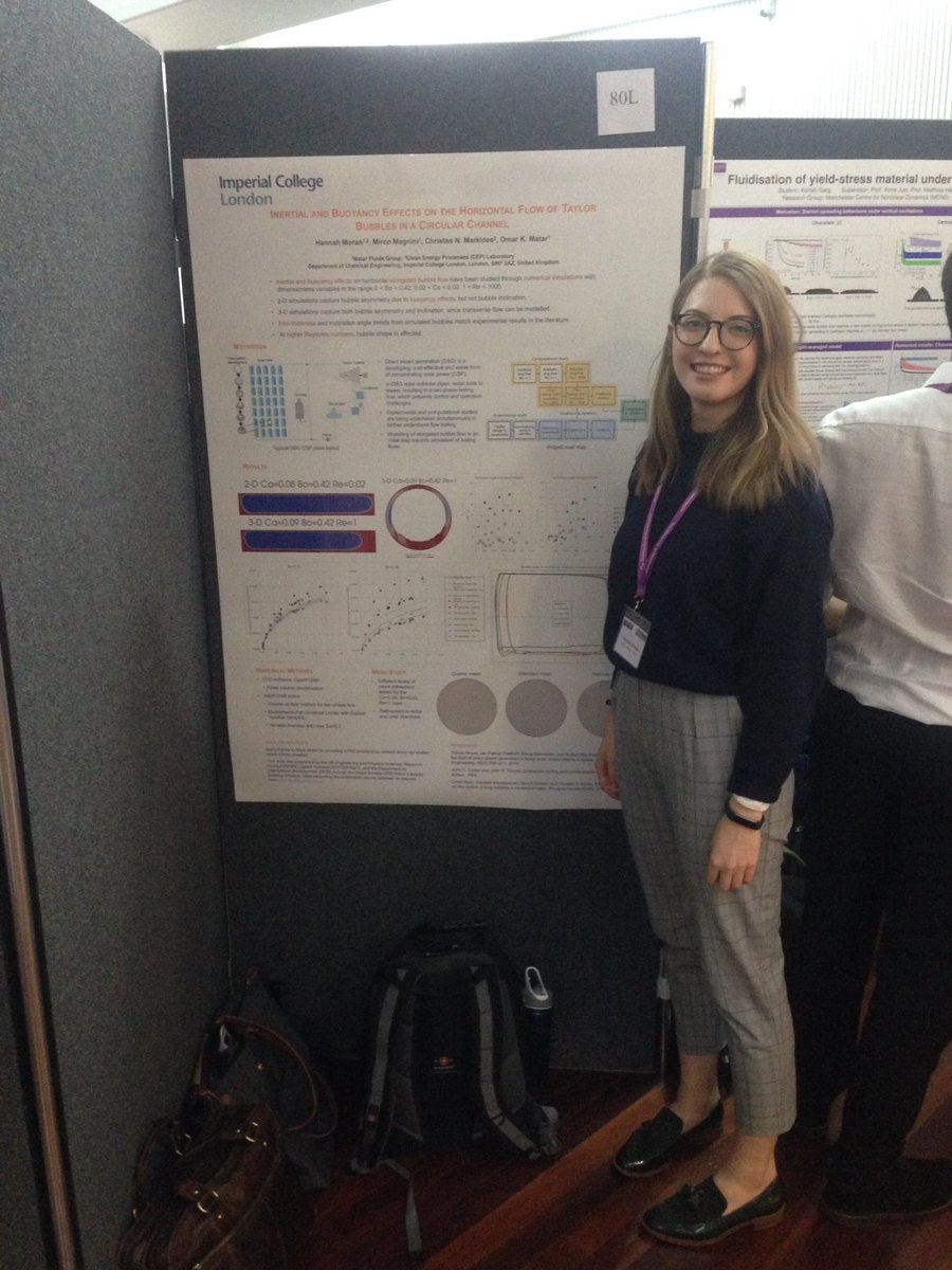 LKahouadji's tweet photo. Hannah presenting a poster on buoyancy effect on horizontal flow of Taylor Bubble in a circular channel. @MatarLab @UKFluidsNetwork @UkFluidsConf #Manchester https://t.co/gGlkFOpfGX