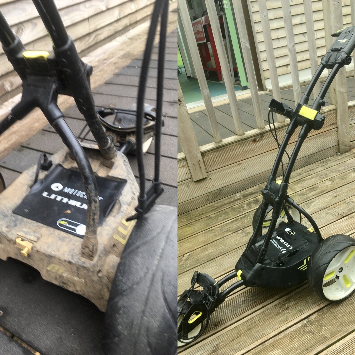 Successful @MotocaddyGolf #trolley repair 
We like to return your trolley in a better condition than when it comes in & includes a #freeofcharge spruce up! 

Thanks Richard for purchasing a new #lithium M1 battery taking advantage of our £50 trade in! 

#electrictrolley #repairs