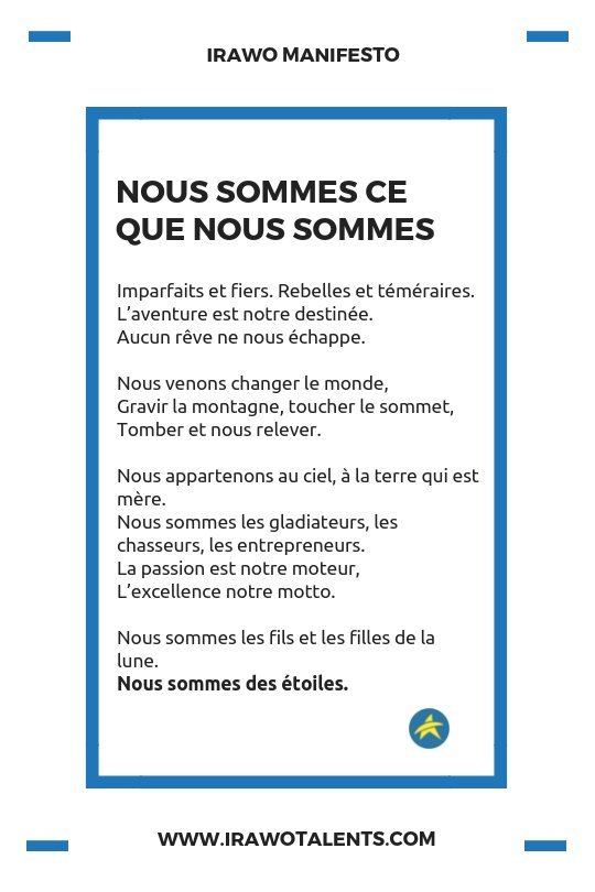 MyleneFlicka's tweet photo. La chose qui m'a le plus excitée aujourd'hui, c'est lire le Manifesto de @irawotalents Je le lisais avec ferveur et j'en avais la chair de poule. Juste un bloc de texte qui dit nos croyances, notre rêve. C'est une Déclaration que mon être a Validé. ✊🏾 https://t.co/mw9nsaVbPp