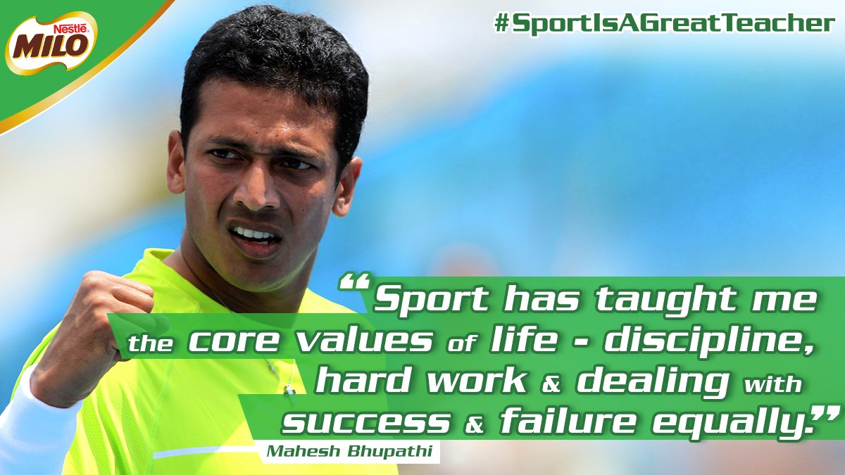 NestleMILOIndia's tweet photo. Like @Maheshbhupathi, tell us what Sport taught you and get a chance to win exciting gift vouchers this Teachers' Day! #SportIsAGreatTeacher #NestleMILO #HappyTeachersDay. T&amp;C apply. https://t.co/rXi09j7ntv