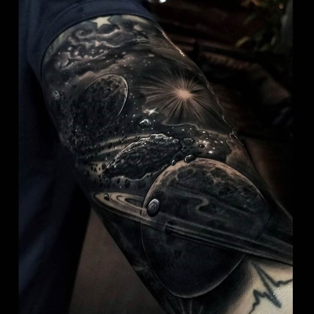 Black Hole Space Chest Tattoo