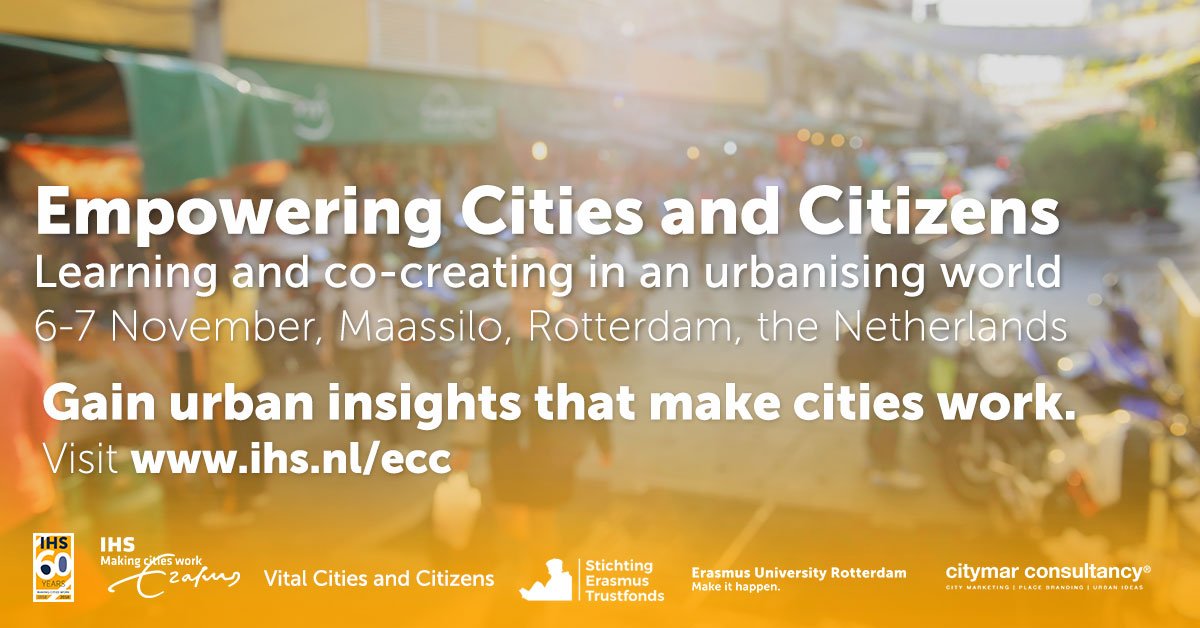 Well-managed cities make happy citizens. Join 300 other urban professionals in the Empowering Cities and Citizens conference for an intense learning &amp; co-creating experience. 
Gain urban insights that make cities work. Go to ihs.nl/ecc
#empoweringcitiesandcitizens
