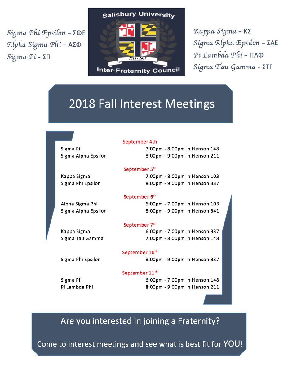 IFCSalisbury's tweet photo. Interested in becoming a brother? Come out to an interest meeting and learn more! https://t.co/gAfaGEEJrx