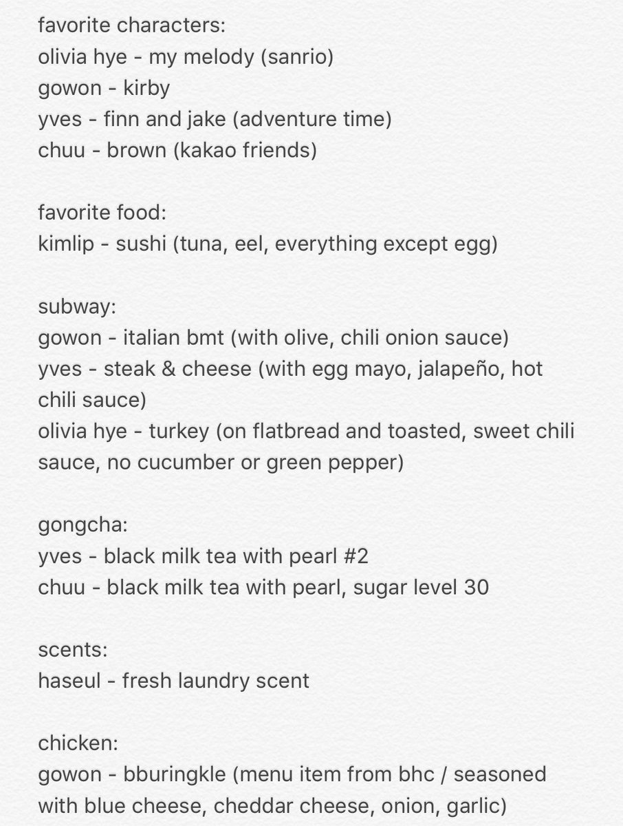 yeojinist's tweet photo. [TRANS] more things compiled on loona's tastes 
cr. principal_kwon
#이달의소녀 #LOONA https://t.co/CFPpRNBWIO