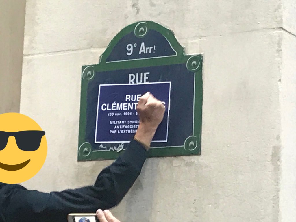 LeTweetRouge's tweet photo. La rue où est tombé #ClémentMéric vient d’être symboliquement renommée. 

Combattons le fascisme, partout, par tous les moyens nécessaires. https://t.co/SKLyyWwlvH