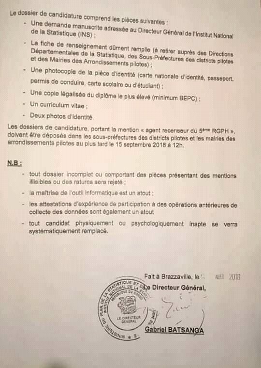 sitavivien's tweet photo. #GOUV
#MPSIR 
Avis de recrutement des agents recenseurs dans le cadre du 5e Recensement Général de la Population de l'Habitation #RGPH qui aura lieu du 15 octobre au 04 novembre 2018. https://t.co/Vv56WhbKSi