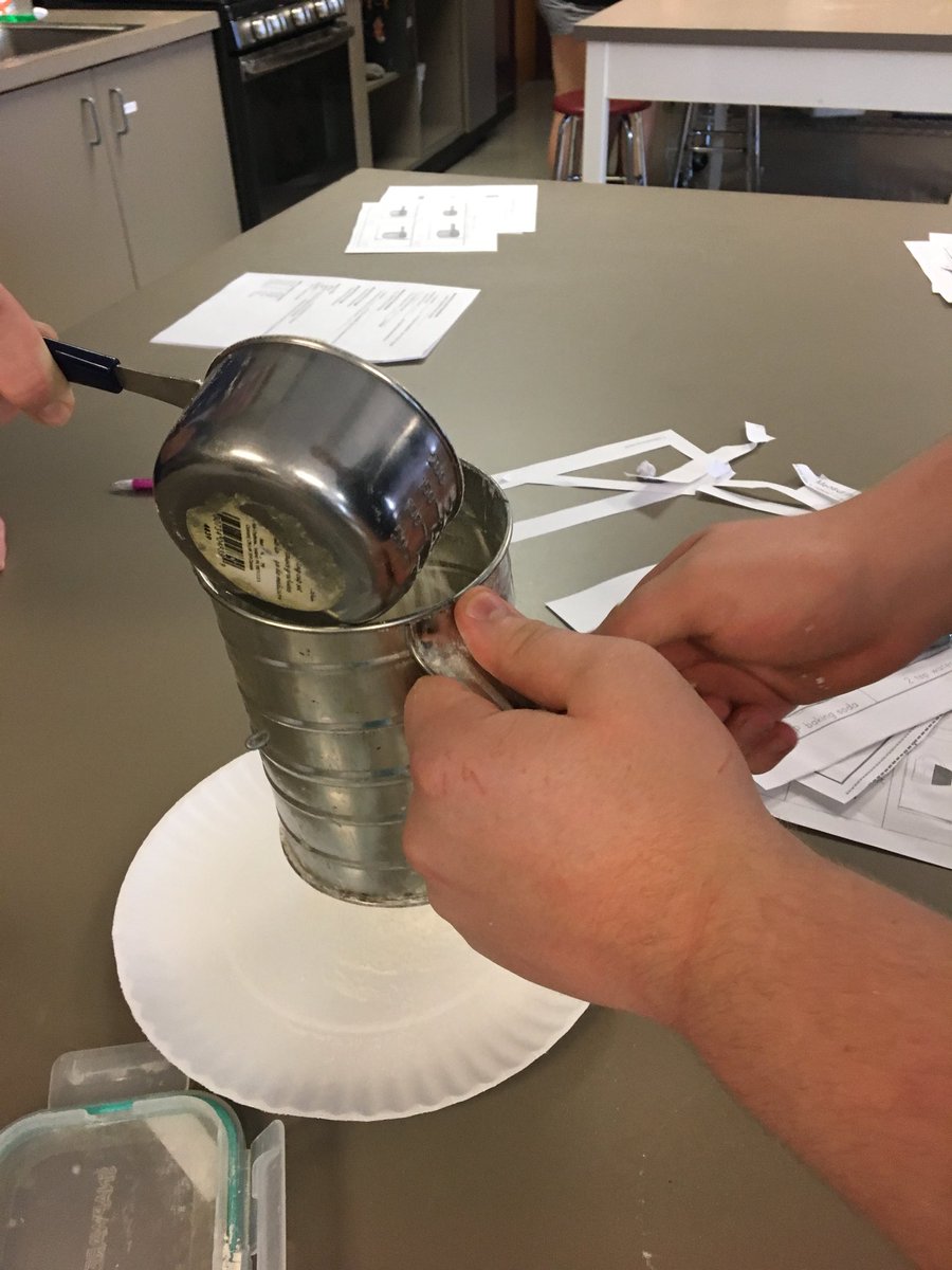 mrs_eschman's tweet photo. #culinary1 practicing proper measuring and sifting skills today .@PrairieRidgeHS @IndustryCareers #PRICW @Kevin_Koeppen https://t.co/rKk24tLu3n