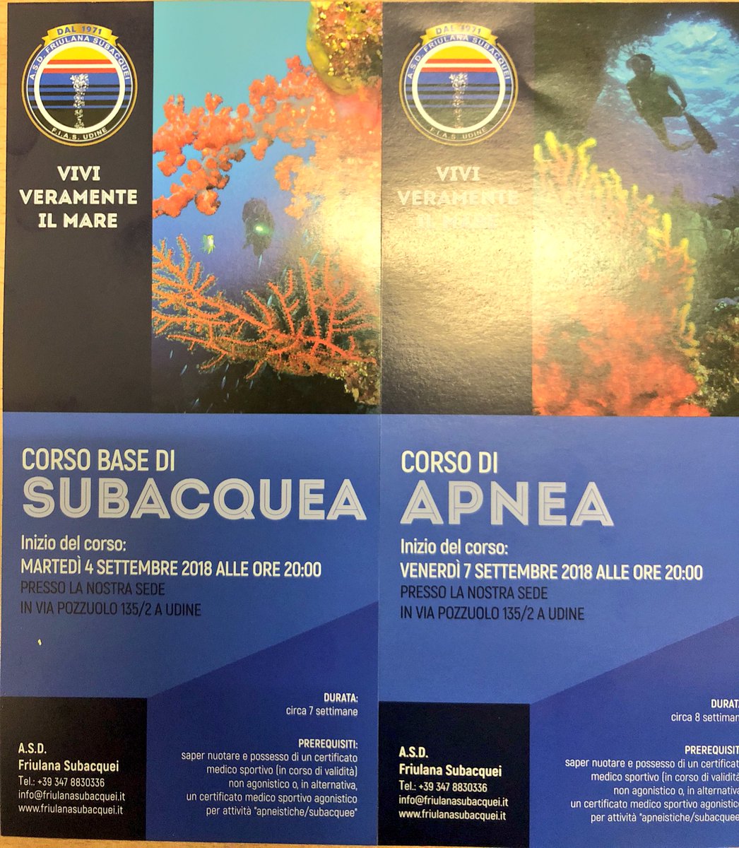 Arrivano nuovi corsi di #subacquea e #apnea, non resta che scegliere!🌊