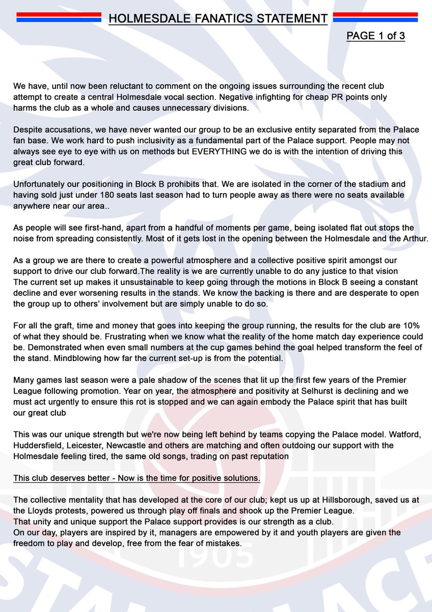 ultrascpfc's tweet image. Now's the time for positive, proactive action.
Either we push our club forward or we do nothing and lose this opportunity forever. Lets transform the Holmesdale.