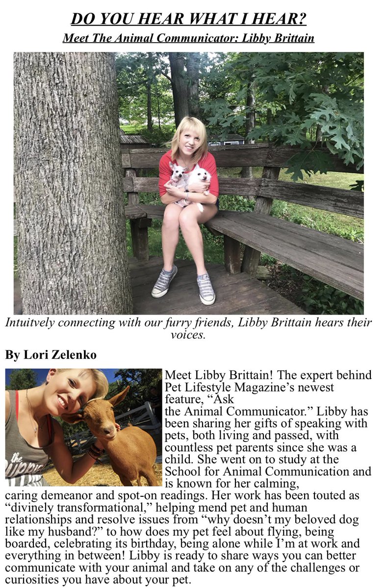 IntuitiveLibby's tweet photo. It’s here folks! The latest edition of Pet Lifestyles Magazine! Be sure to check out my column, “Ask The Animal Communicator.” You’ll be amazed by what all our animals have to say!
https://t.co/KSzHQOYgcH

#petlifestylesmag #pets #animals #animalcommunication #wellness #dogs https://t.co/aALfeArJkC