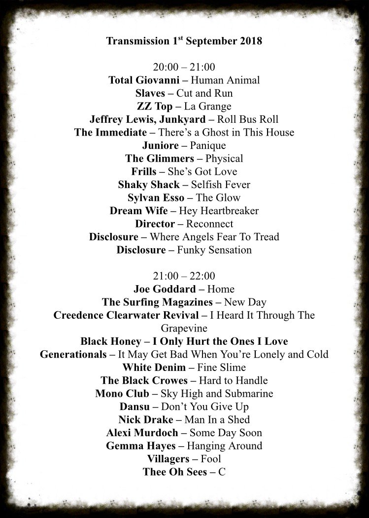 Last weeks <a href="/TXKCLR/">Transmission KCLR</a> playlist. 🎧back👇🏼#alternativemusic #kclr
<a href="/TotalGiovanni/">Total Giovanni</a> @Slaves <a href="/heyjuniore/">Juniore</a> <a href="/shakyshackmusic/">Shaky Shack</a> <a href="/DreamWifeMusic/">Dream Wife</a> <a href="/disclosure/">Disclosure</a> <a href="/JoeHotChip/">Joe Goddard</a> <a href="/BLACKHONEYUK/">Black Honey</a> <a href="/generationals/">generationals</a> <a href="/whitedenimmusic/">white denim</a> <a href="/wearevillagers/">Villagers</a> <a href="/TheeOhSees/">Thee Oh Sees</a> <a href="/gemma_hayes/">Gemma Hayes</a> <a href="/MonoClubMusic/">Mono Club</a>
soundcloud.com/kclr96fm/kclr-…