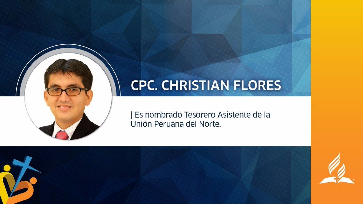 PrMontalvan's tweet photo. CPC. Christian Flores es nombrado Tesorero Asistente de la Unión Peruana del Norte. Dios lo bendiga en esta nueva responsabilidad. #JuntaUPN https://t.co/DzfoaeWwXN