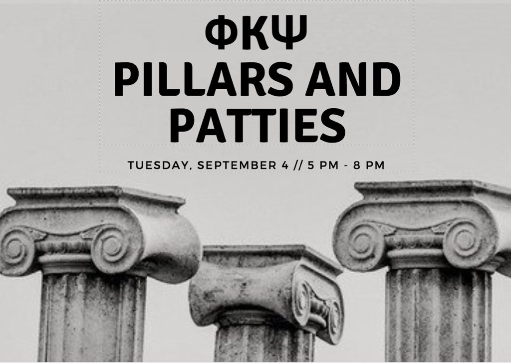 Hey! If you are someone who is looking to join a Fraternity, tonight is Pillars and Patties night at Phi Kappa Psi. Swing by and enjoy a burger and an ice cold soda! @ 1609 University Ave SE. 5PM - 8PM.