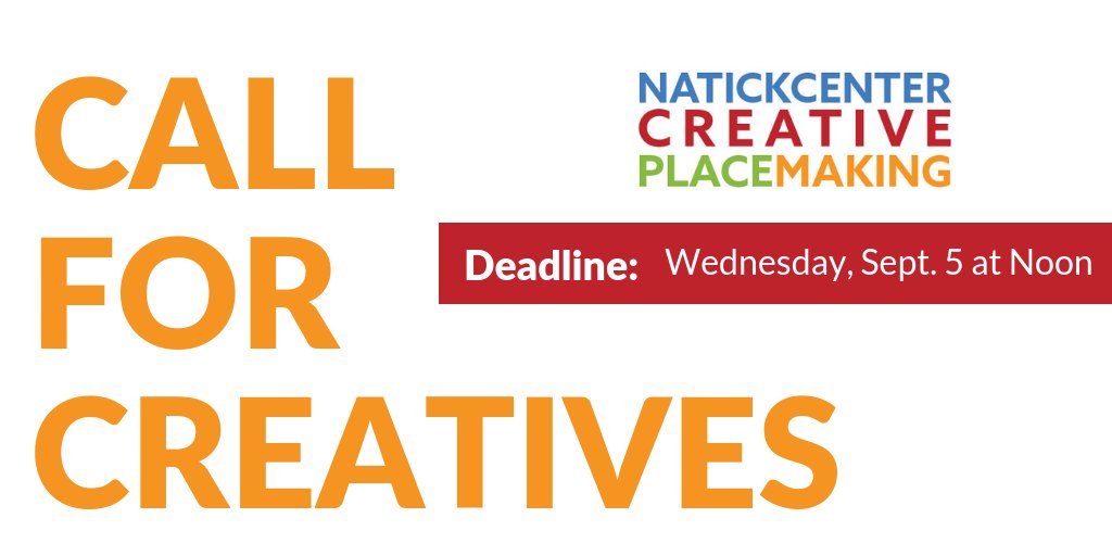 MAPCMetroBoston's tweet photo. There's still time to respond to our Call for Creatives for public art in Natick Center! Applicants of all ages, backgrounds, and levels of experience are encouraged to apply - individuals, organizations, and teams are welcome! #callforcreatives #artcall https://t.co/4VwEG3Yvk5 https://t.co/NDSwnGOyYh