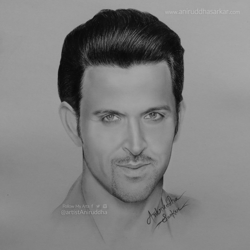 Hrithik Roshan Sketch By moon light, Drawing Fine Art for Sell