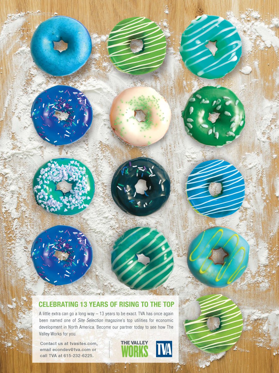 A baker's dozen makes this honor extra sweet! for the 13th consecutive year, TVA has been named a Top Utility in Economic Development by Site Selection Magazine hubs.ly/H0dFPY30 #thevalleyworks