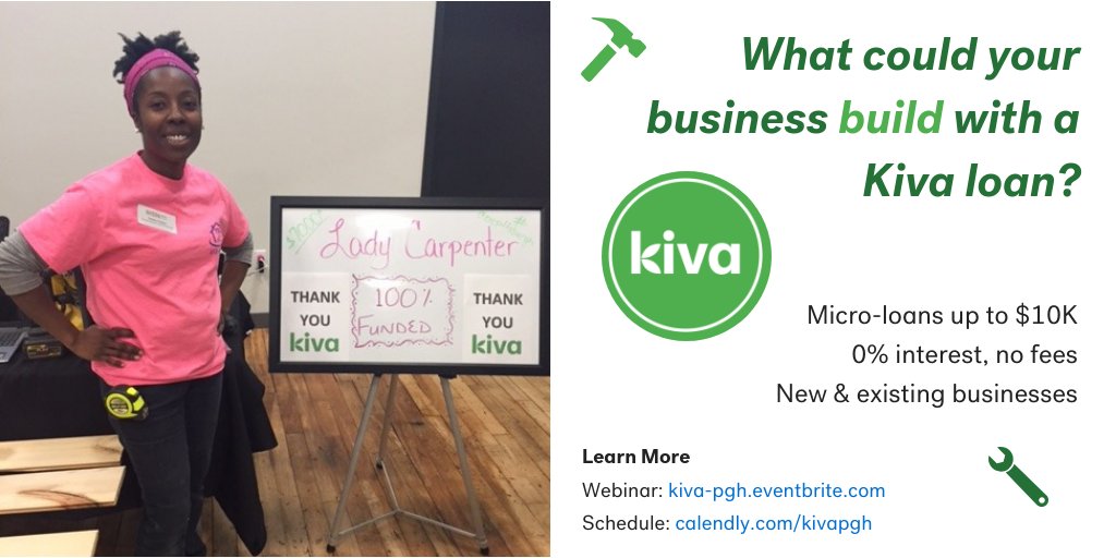 Could a Kiva micro-loan help you build your business? Find out on our 30-minute webinar next Monday: ow.ly/u3bk30lGsHw 

#microloan #smallbiz #Pghbiz #crowdfunding @RCIPittsburgh