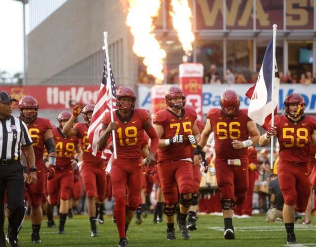 The Iowa State football team takes the field!  #propaneflame  #collegefootball #jandmdisplays