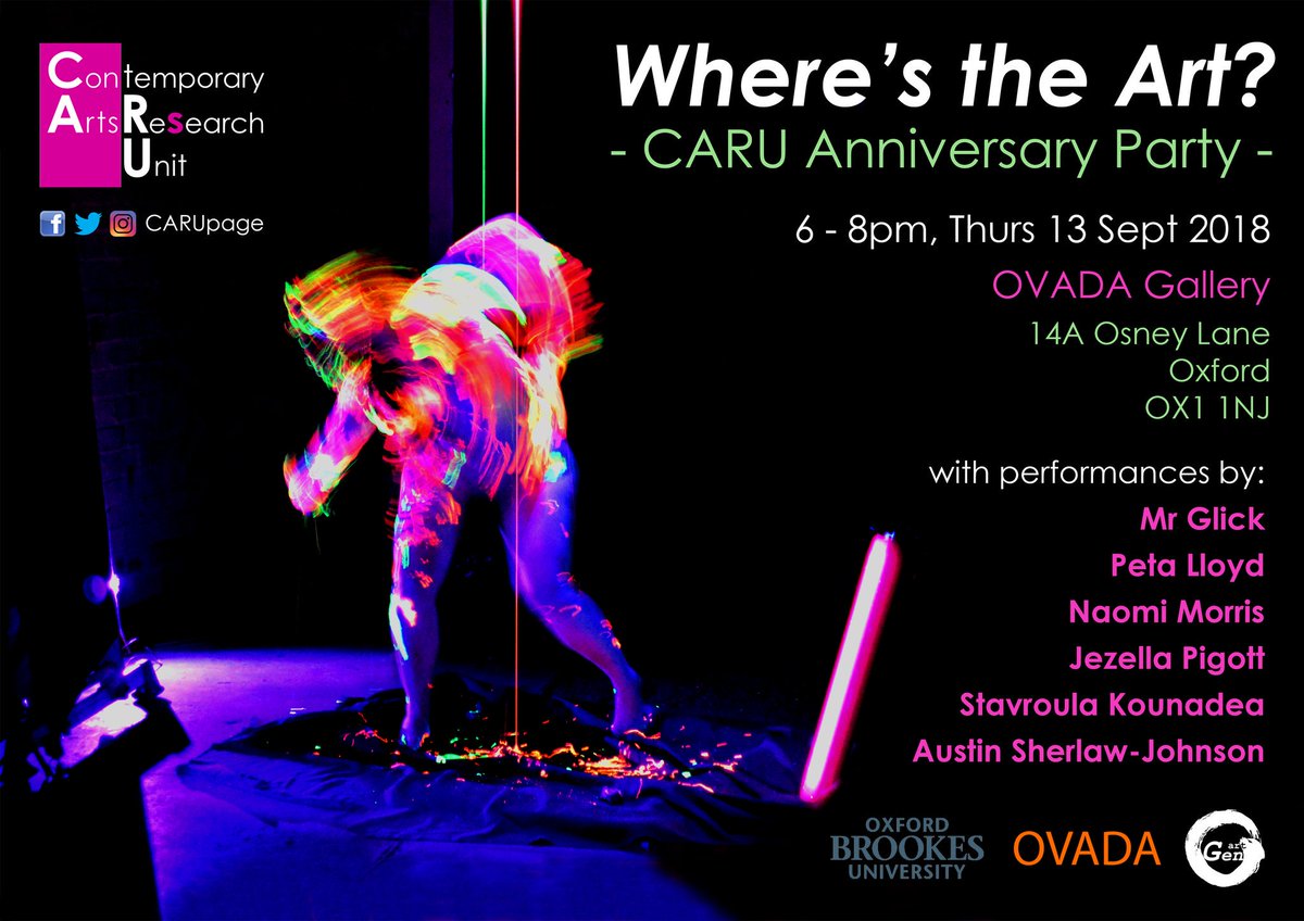 CARUpage's tweet photo. Join us #nextweek @OVADA_Gallery for an evening of #liveart, #dance &amp; #music to celebrate our 5th anniversary ! #FREE &amp; ALL WELCOME! :)
https://t.co/7u8Tjo6kQb
@VisualArtsSW @oxford_brookes @OCMEVENTS @saru_brookes @glass_tank @obuarts @mao_gallery @TORCHOxford @OxfordGuardian https://t.co/3DXZAALSpN