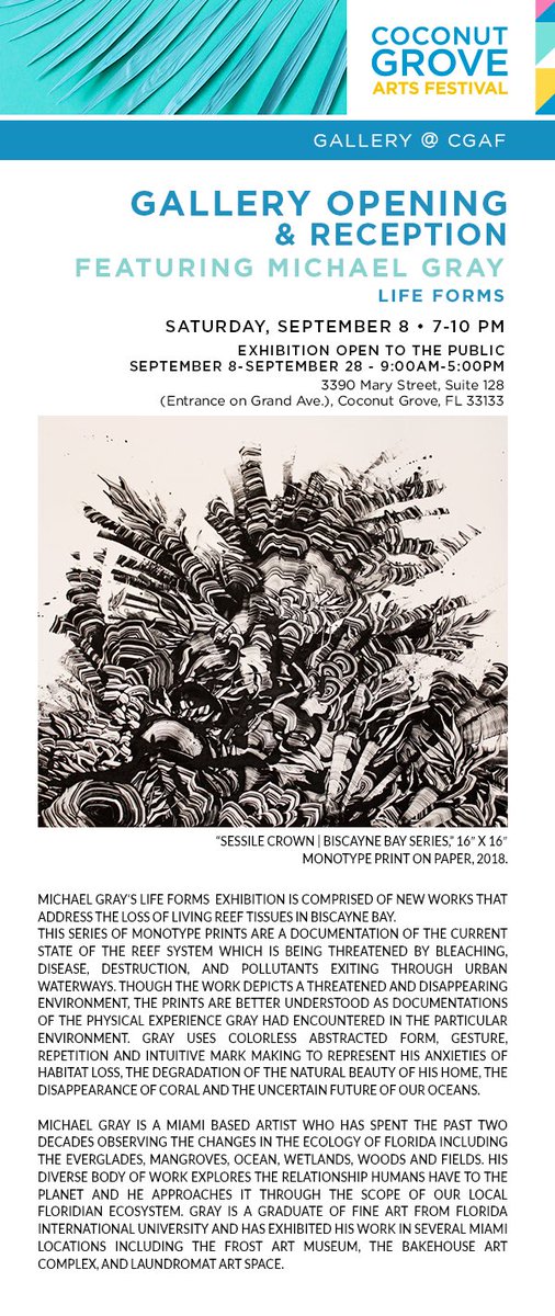 SAMSaysMiami's tweet image. #Sept7 #CHAF #CoconutGrove #ArtsFestival gallery and opening reception 7-10pm #Miami #Arts