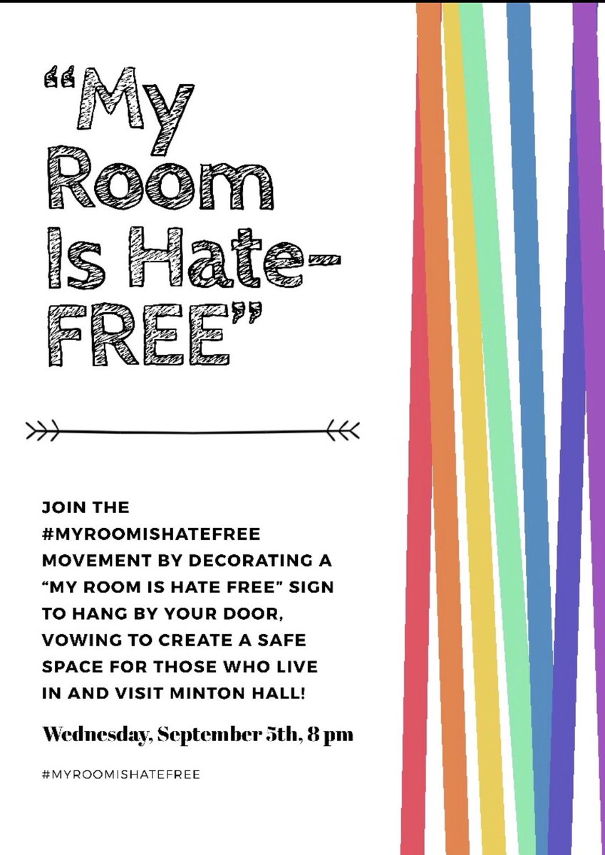 Come check out this program tomorrow night! 8pm in Minton Lobby!! #myroomishatefree