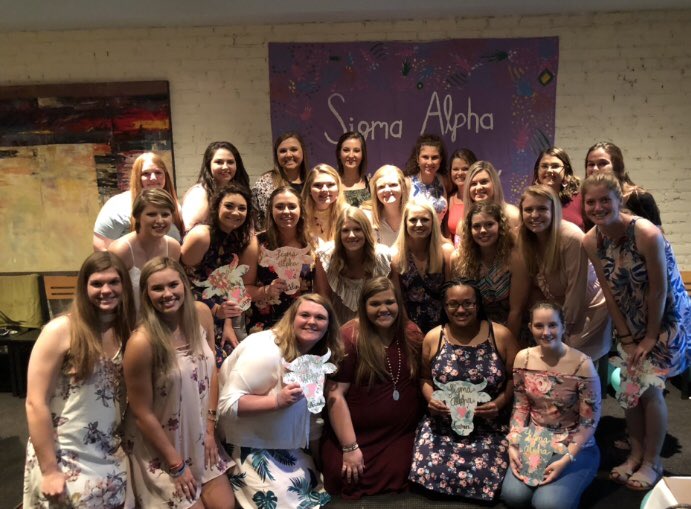 Bid Day was a success and we are excited to show off our Delta Class! Welcome ladies! 💛💚 #sistersinagriculture #womeninagriculture #bidday #sigmaalpha