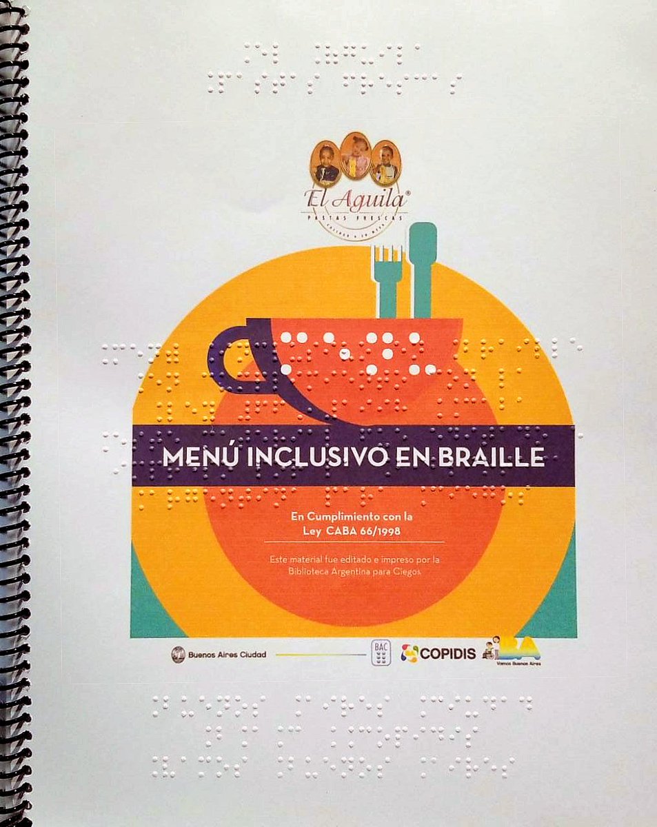 #NOVEDADES !!! A partir de HOY Ya tenemos "Menú en Braille"
Si conocés a alguien en el barrio #CorréLaVoz
Gracias <a href="/BacBiblioteca/">Biblioteca Argentina Para Ciegos</a> y @copidisgcba - <a href="/gcba/">Buenos Aires Ciudad</a>