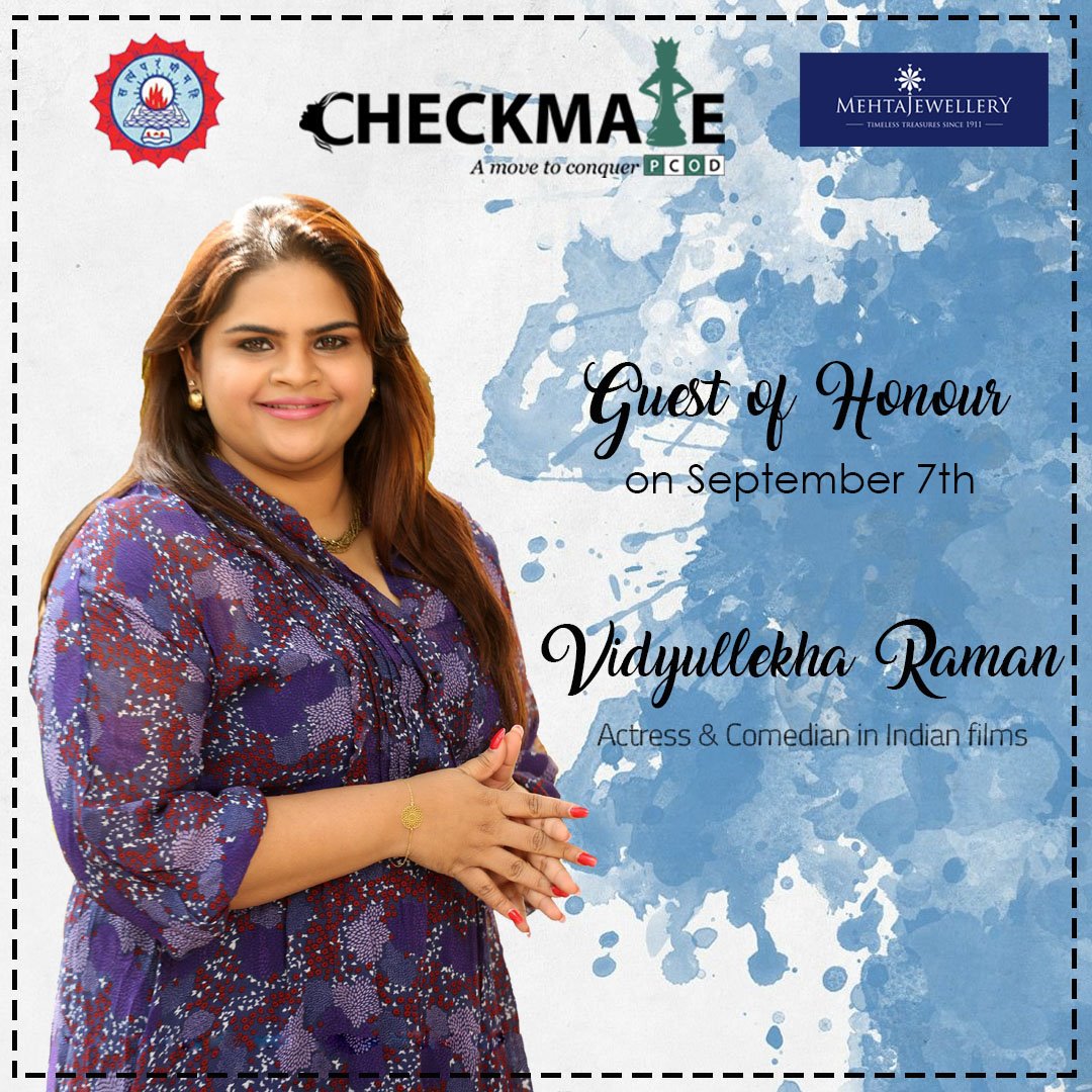 CheckmatePcod's tweet image. Vidyullekha Raman-actress and comedienne in Indian cinema. She acts in Tamil, Telugu and Kannada films and has 10 years of theatre experience. She has Won several awards in the “best supporting role” &amp;amp; “best comedian” category. #CheckmatePCOD #ConquerPCOD #FightPCOD #pcos #pcod