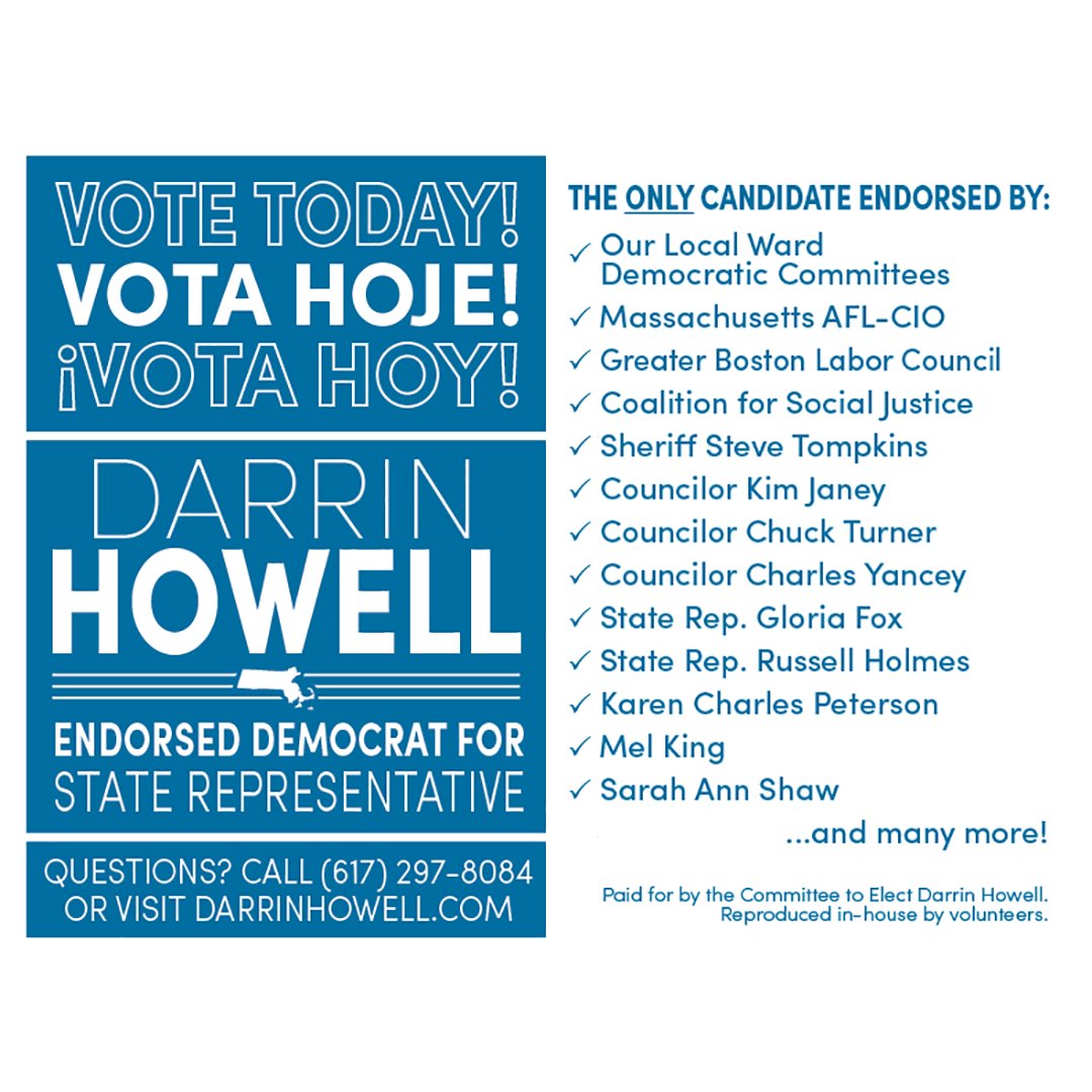 darrindhowell's tweet photo. 15MIN to until the polls close, Fam. Incredibly proud of the amazing team that came together to fight for #Dorchester &amp; #Roxbury families. Let's get it and finish strong! #ChangeWeCanSee #LessTalkMoreAction #mapoli https://t.co/GtjdNkKlyV