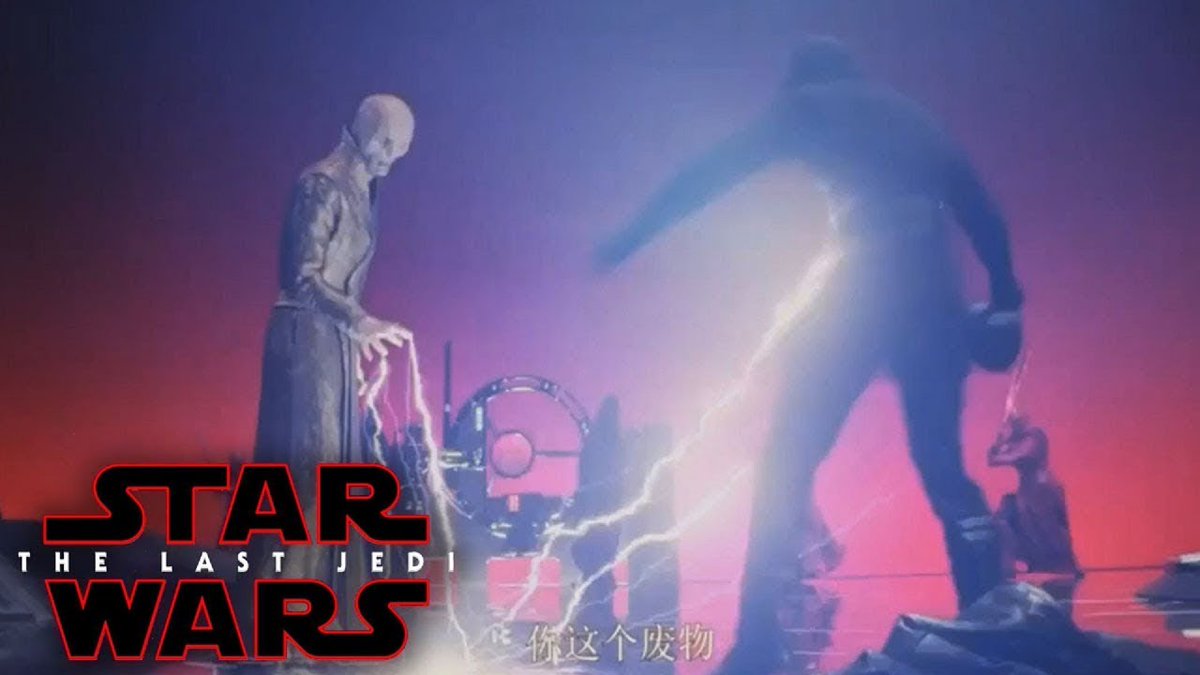 evilgrrl's tweet image. Snoke using #Forcelightning on #Kylo in #TheLastJedi. #DarthPlaugeis on Force Lightning.