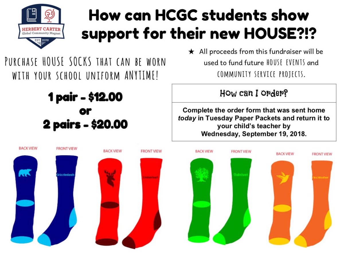 HCGCmagnet's tweet photo. flair /fler/ - stylishness and originality

... and now it’s time for HoUsE FLAIR! Our first fundraiser of the year is a good one! 

🧦We’re taking orders starting TOMORROW until Wednesday, September 19th!🧦
.
.
.
#teamHCGC
#PATRIOTprograms
#ONEpatriotONEcommunity https://t.co/kAqF9ZEzzg