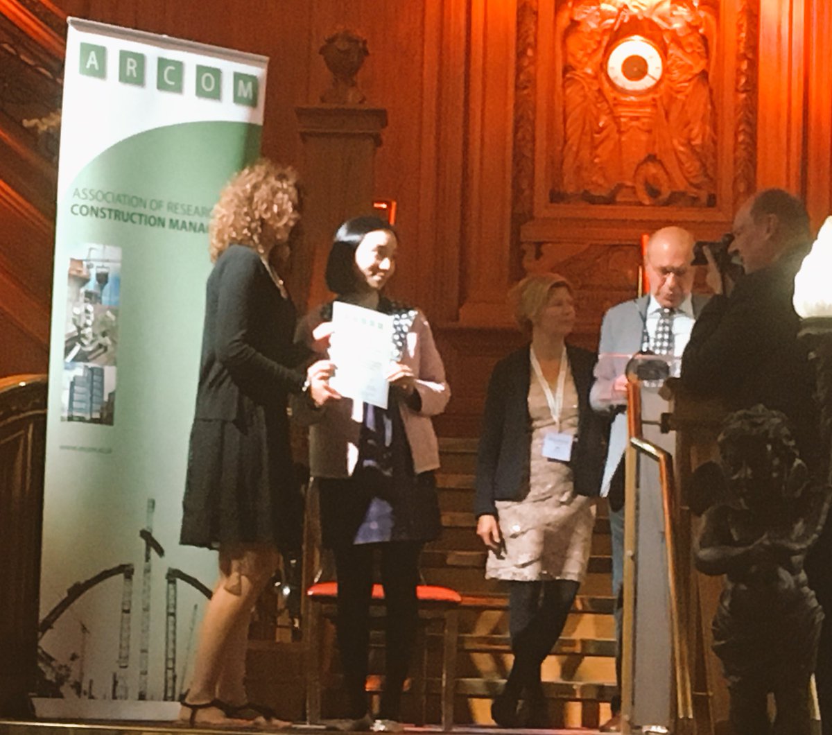 arcom_uk's tweet photo. @EmeraldBuiltEnv Best Methodology Paper goes to Clara Cheung, Rita Peihua Zhang, Mark Shu-Chien Hsu and Ran Wang for ‘The influence of safety leadership, social support, and psychological capital in construction safety climate’ #arcom2018 https://t.co/fDiba8rCb0