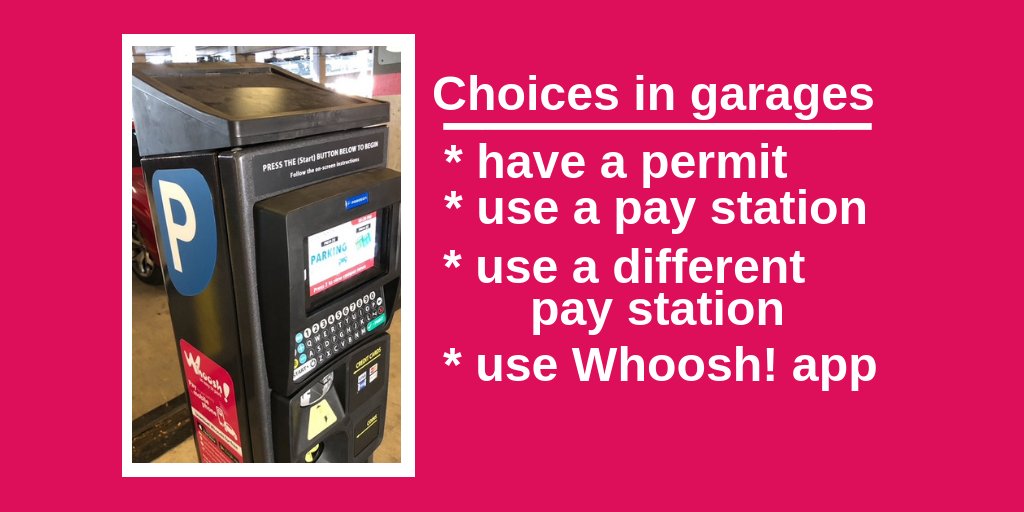 UARKTandP's tweet photo. In parking garages if there is a line at the nearest pay station, you can use any other pay station available, or you can pay with the Whoosh! app. https://t.co/mZaZPRVsmg
