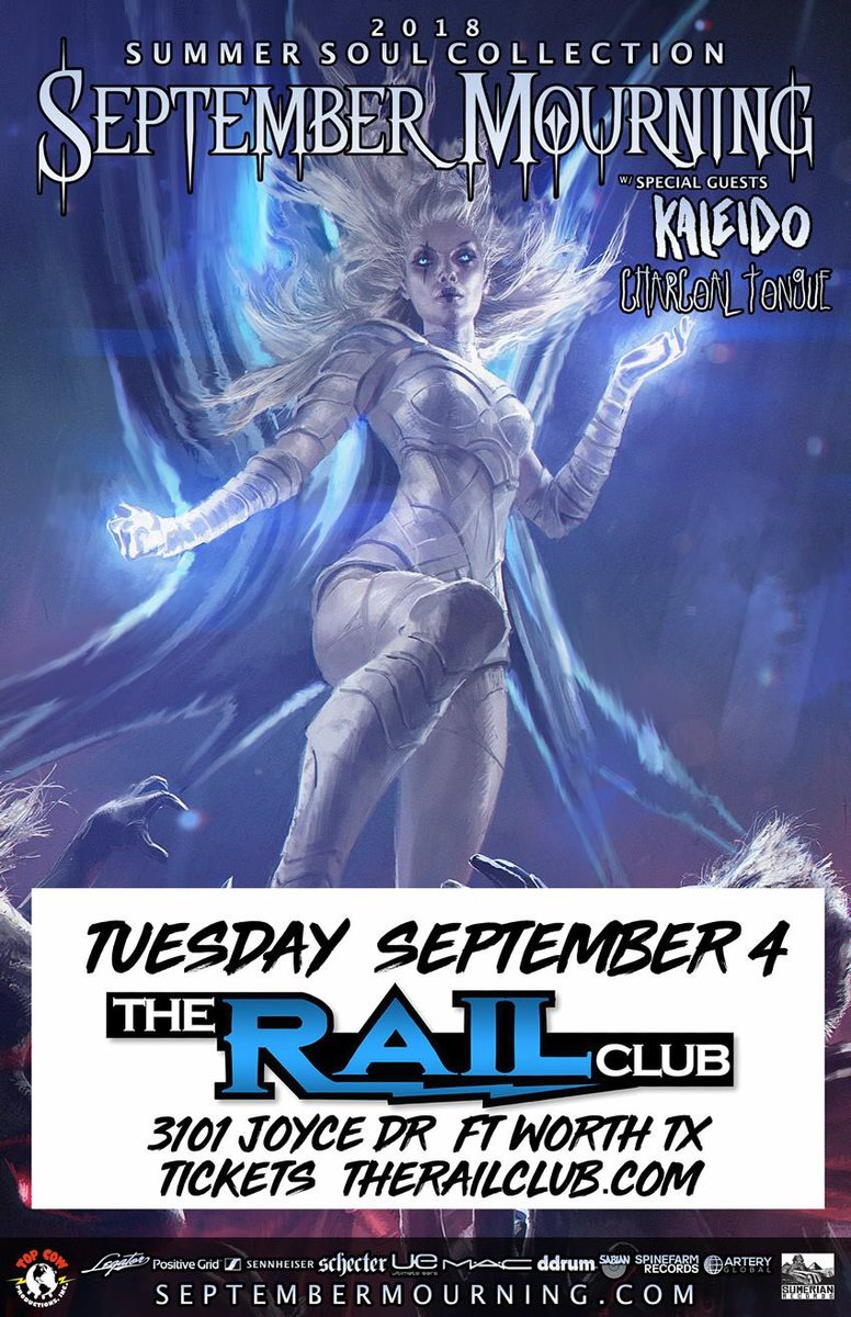 September Mourning, <a href="/Kaleidoband/">KALEIDO</a> , <a href="/charcoaltongue_/">Charcoal Tongue</a> are performing live at @therailclub tonight! It’s going to be a great show!