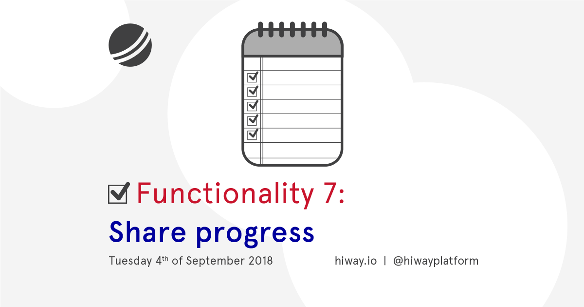 hiwayplatform's tweet photo. Functionality #7: Share progress: For each accepted job a dedicated area is created in which both employer and employee can keep track of the progress. This will be enabled by using tools like screen sharing and a user-friendly text- and video chat facility. https://t.co/F0Q7xfbJRL