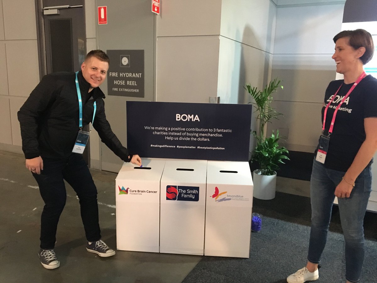 At #xerocon Brisbane, we’re using our merchandise budget to donate to 3 amazing Australian charities - <a href="/beyondblue/">Beyond Blue</a>, <a href="/SmithFamily_org/">The Smith Family</a>  <a href="/braincancer_AU/">Cure Brain Cancer</a>.  Thanks <a href="/alluviafinance/">Alluvia Financial</a> and @guyalexandernz. Visit us at Stand 9 to help us to #DividetheDollars. #bomamarketing #xero