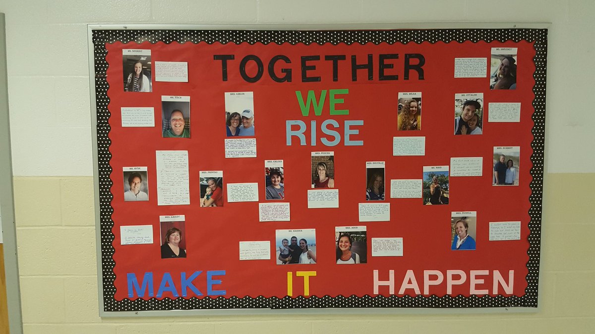 Our theme- "Together, we rise." Staff modeling the risk taking that we encourage from our students.