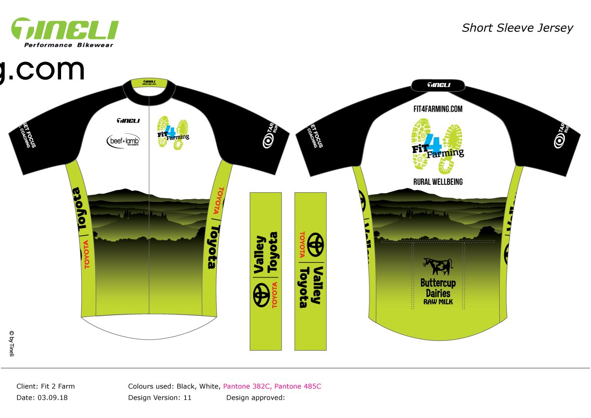 Get your unique cycle kit and spread the word about rural wellbeing. go to the Fit4Farming Facebook page and follow the link. Black option and bibshorts also available.