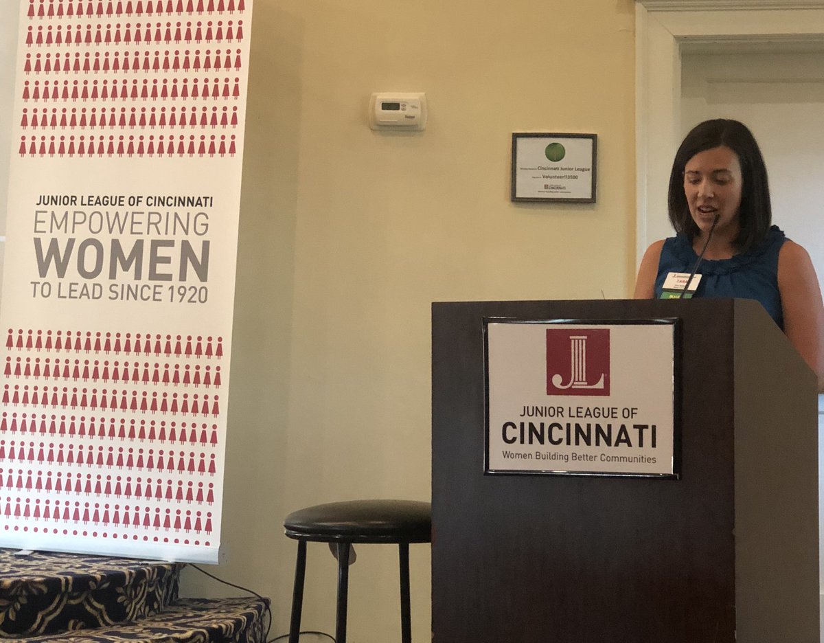 JLCincy's tweet photo. Tara Noland, President of the Junior League of Cincinnati, welcomes the Junior League membership. “Junior League women believe this world can be a better place, and we work hard to make it that way.” #JLCincy #womenbuildingbettercommittees https://t.co/537oDdOJa5