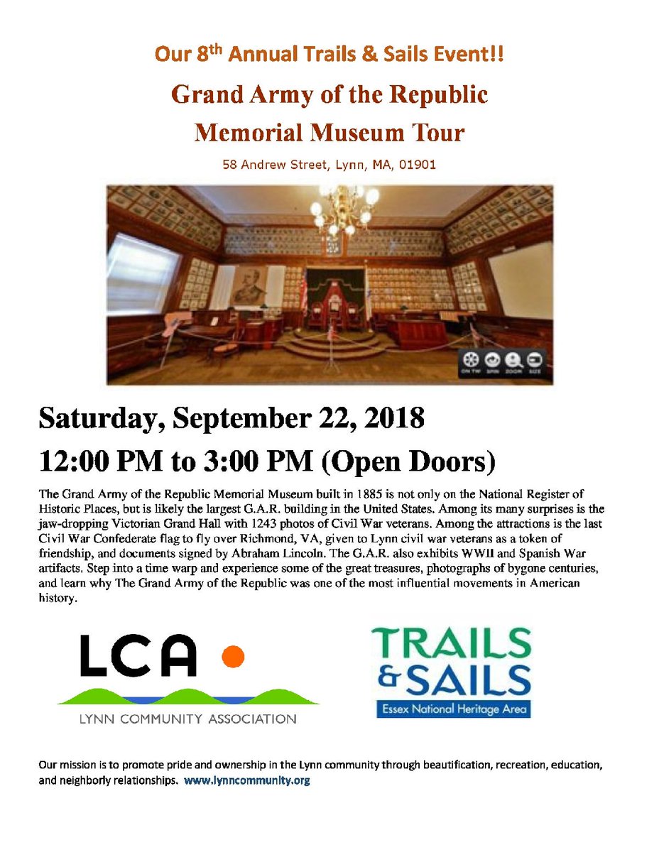 LCommunityA's tweet photo. Come tour one of Lynn's hidden gems Saturday September 22, 2018 https://t.co/f3pN9cO3KZ