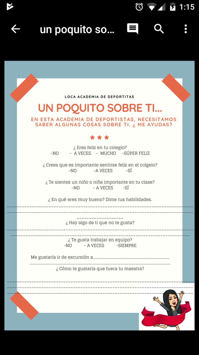 BeatrizCerdan's tweet photo. Mira @josegmj1 . Te copié. Cuestionario Emocional para inicio curso. Gracias. Con ganas de saber qué ponen. https://t.co/TQlHzOtHaz