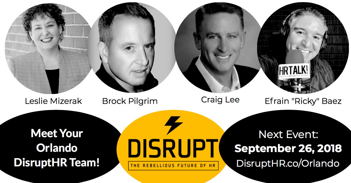 Meet Your Orlando DisruptHR Team!  

Next Event:  Wednesday Sept. 26, 2018 at 5:30 pm ET at Electronic Arts (EA).

Get Tickets Here: - > bit.ly/2mYVRyk
Visit Us: - > lnkd.in/eiTtXhi

#disruptHROrl