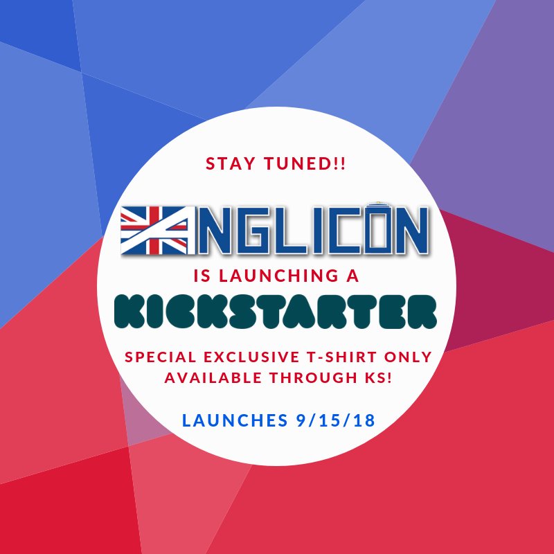 Anglicon's tweet image. Stay tuned for our 9/15 #Kickstarter launch. Our KS is to make this year's #Anglicon the BEST ONE YET. We're so excited about our special guests &amp;amp; fun things planned this year (including Anglicon After-Hours). We're also doing a contest to Design this year's exclusive t-shirt!